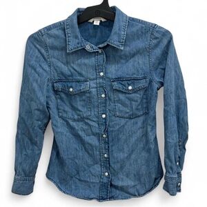 H&M Denim Button-Down Shirt in Blue